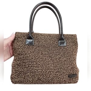 The Sak Elliott Lucca Chocolate Brown Crochet/Woven Satchel Bag EUC